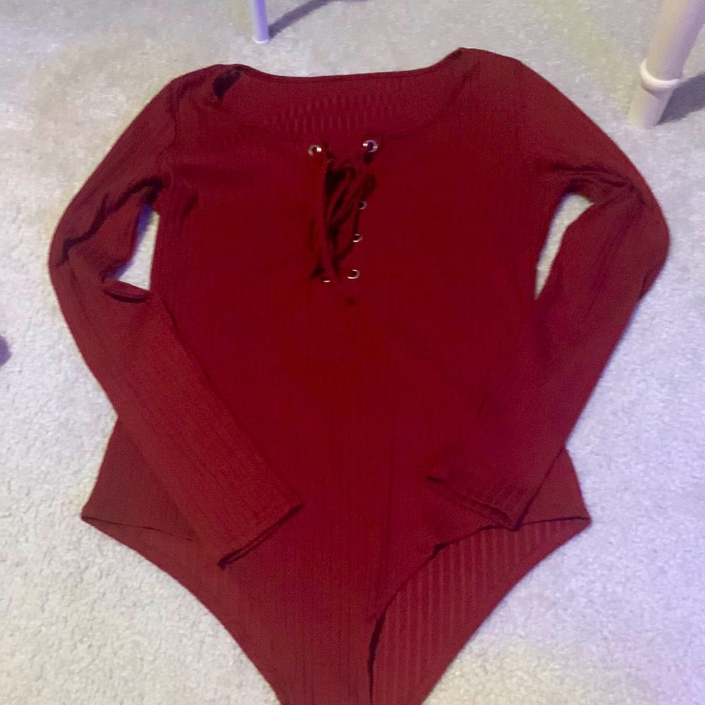 Maroon body suit